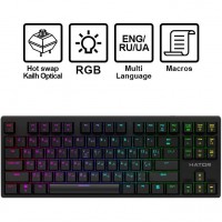 Клавиатура оптическая HATOR Rockfall EVO TKL Kailh Optical ENG/UKR/RUS (HTK-630) Black